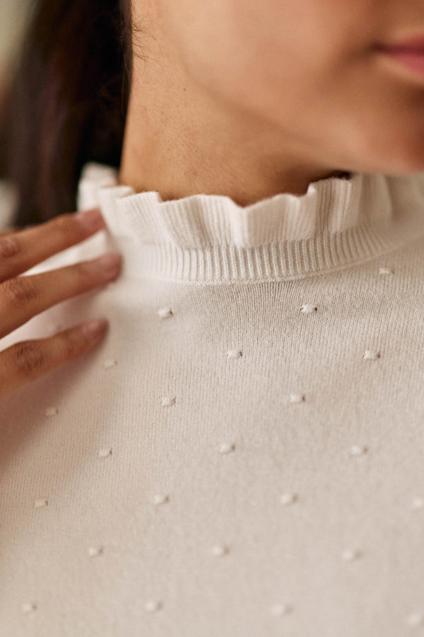 La Petite Etoile High Neck Sweater - White