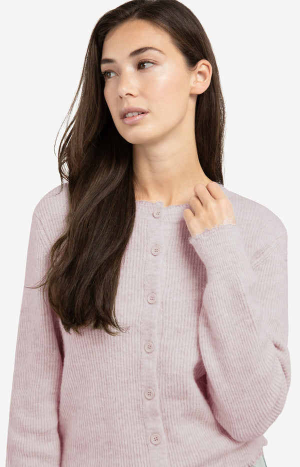 YAYA Melange Yam Cardigan - Shadow Gray Pink Mel