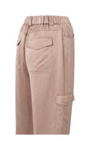 Yaya Satin cargo trousers with wide legs and pocket details Dusty Pink