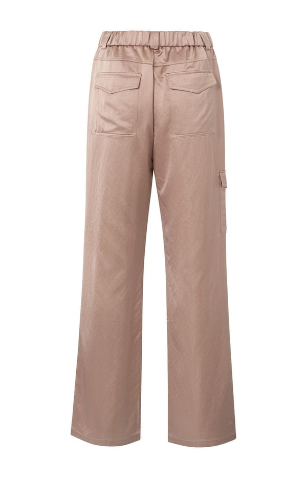 Yaya Satin cargo trousers with wide legs and pocket details Dusty Pink