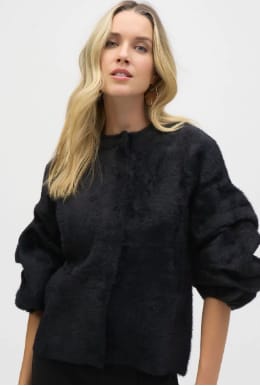 Joseph Ribkoff sweater knitpuff sleeve jacket - Black