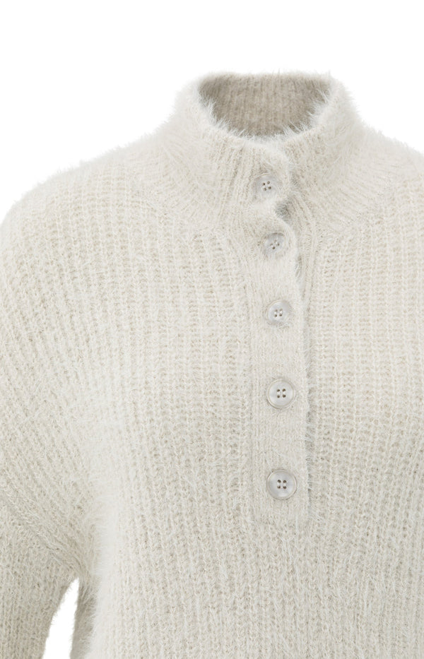 YAYA Furry Collar Sweater - CloudGrey