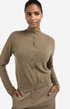 YAYA Knitted High Neck Cardigan - Capers Melange