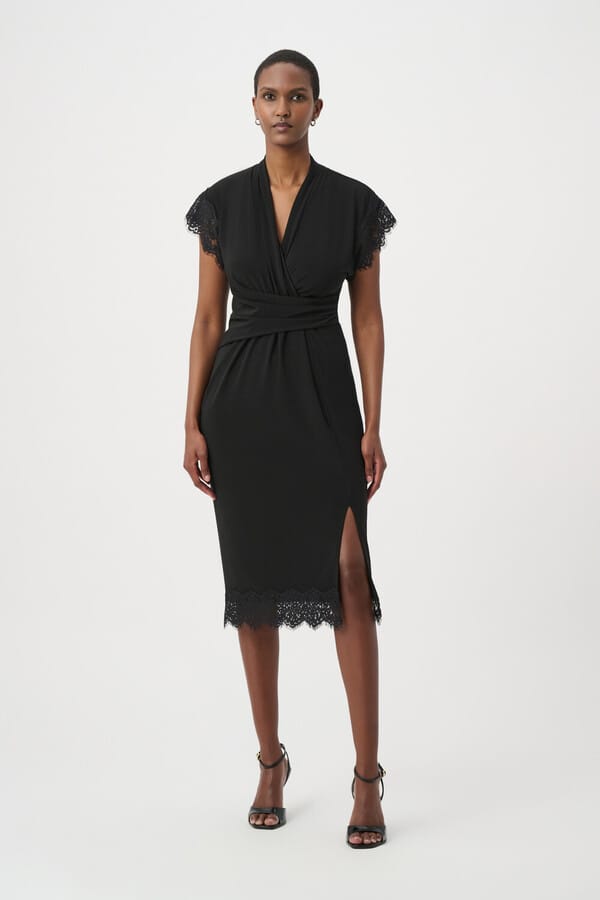 Joseph Ribkoff Knee-length Wrap Dress - Black