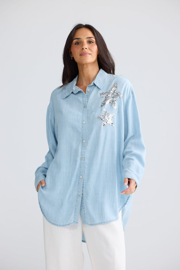 Brave and True Homestead Shirt - Icy Blue