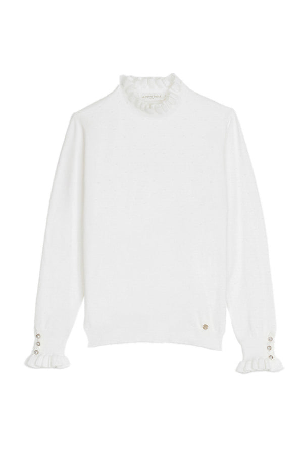 La Petite Etoile High Neck Sweater - White