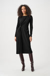 Joseph Ribkoff Midi Wrap Dress With Buttons - Black