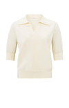 YAYA Knitted Polo With Transparent sleeves- Off White