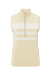 Yaya Sleeveless sweater with block stripes and half-zip-Humus Beige Dressin