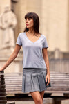 La Petite Etoile Elvie V-neck T-shirt - Gray Sequence