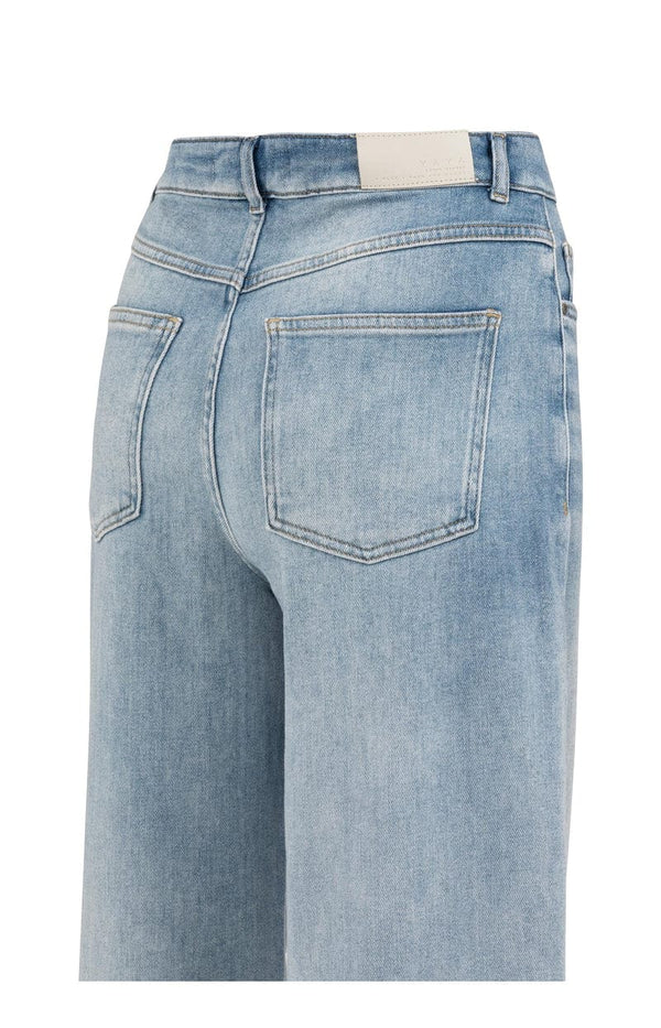 YAYA High-waist jeans with loose fit and roll-up legs - Blue Denim