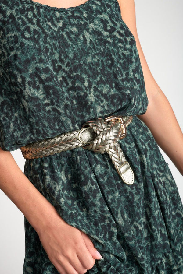 Le temps Gold woven Brunell belt-Gold