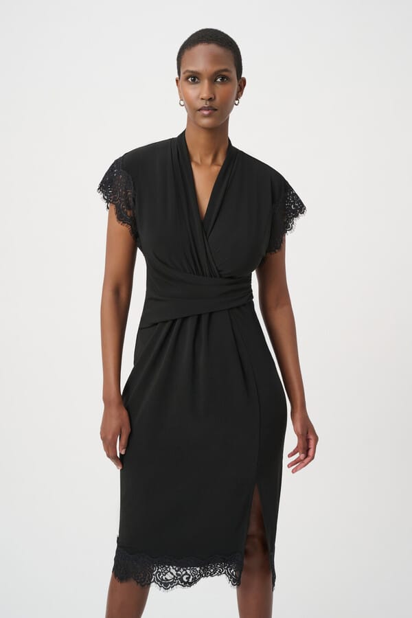 Joseph Ribkoff Knee-length Wrap Dress - Black