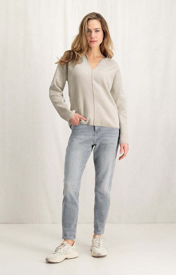 YAYA Chenille V-neck sweater - Silver Lining Beige