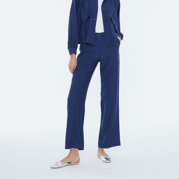 Andam Wide Leg Trouser Pants - 130-Blue
