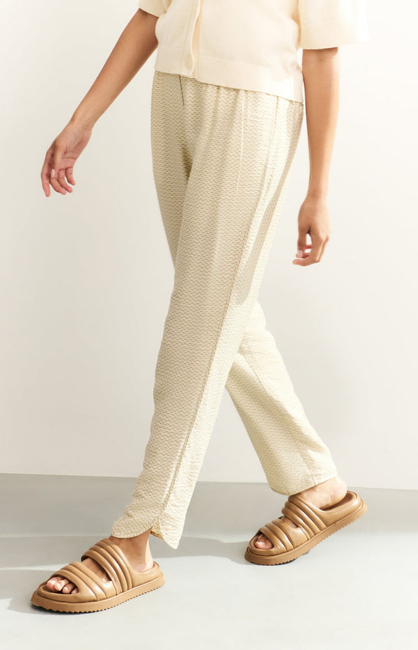 YAYA Elastic Waistband Trousers - Soft Grey Dessin
