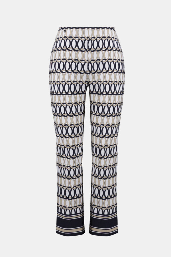Joseph Ribkoff Patterned Slim Trousers - Vanilla/Multi