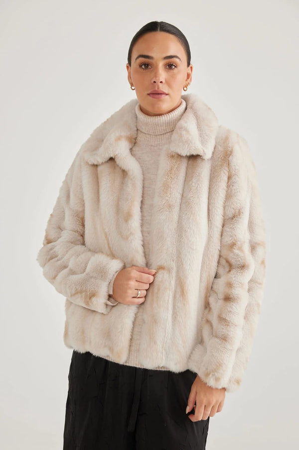Brave+True Fur Jacket -Linear vanilla