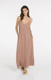 YAY Long Strappy Dress with Drawstrings - BurlwoodPink