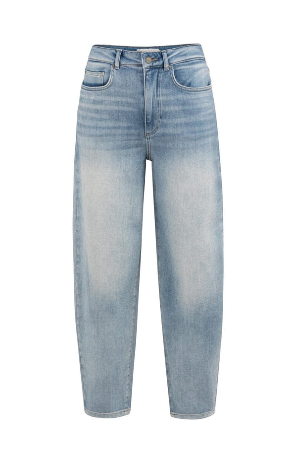 YAYA High-waist jeans with loose fit and roll-up legs - Blue Denim