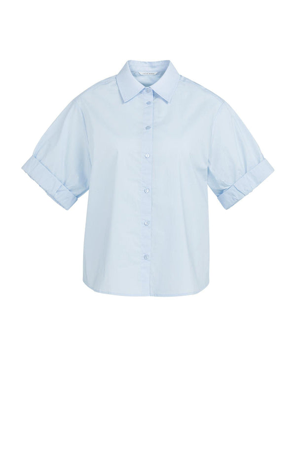 YAYAShort Roll- Up Sleeve Blouse With Collar