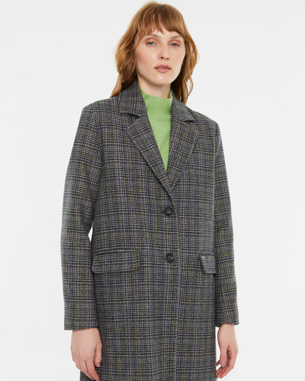 ANDAM Long Plaid Coat - Khaki