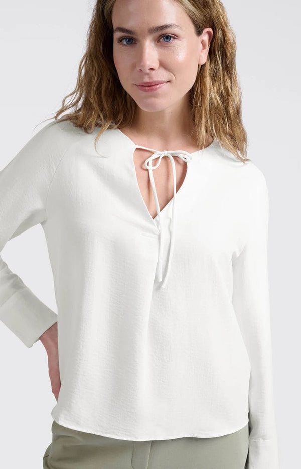 YAYA Shiny V-Neck Top - Barely Blue