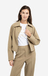 YAYA Short Woven Oversized Jacket - Khaki Green