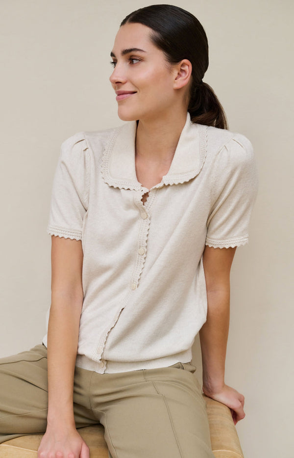 YAYA Knitted cardigan with short sleeves and buttons