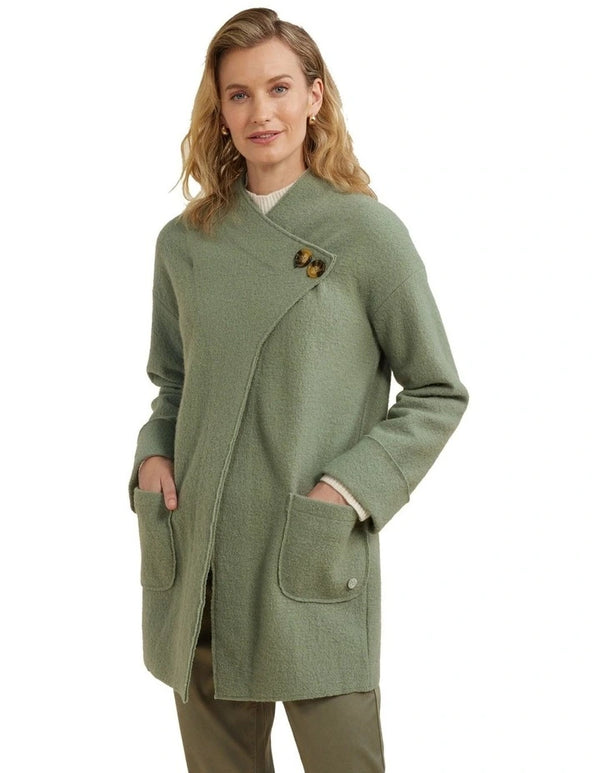 Yarra Trail Boiled Wool Coat - Sage