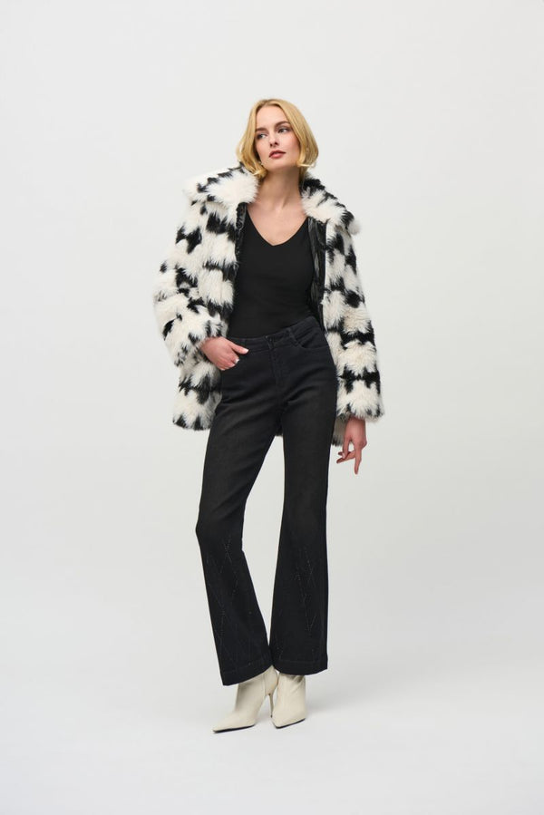 Joseph Ribkoff Reverse Side Fur Coat - Vanilla Black