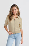 Yaya Short sleeve cardigan with zipper