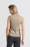 Yaya Sleeveless sweater with block stripes and half-zip