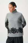 Joseph Ribkoff Relaxed Fit Floral Pullover- Grey/Black