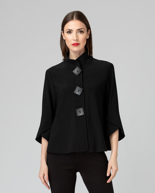 Joseph Ribkoff Mandarin Collar Flare Sleeve Top-Black