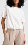 Yaya Jersey top with elastic drawcord-Off White