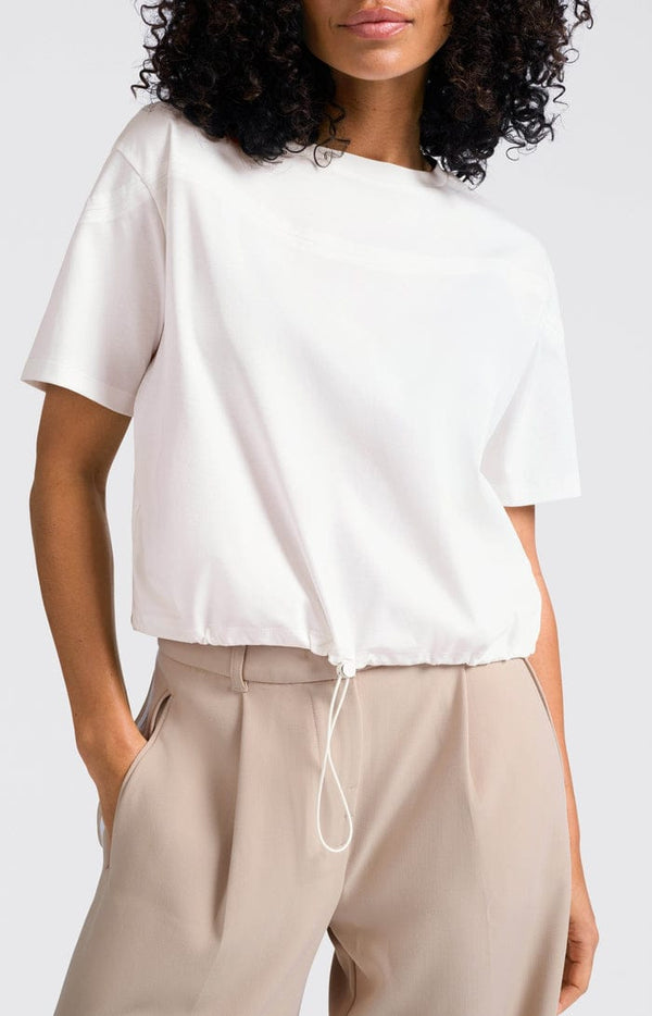 Yaya Jersey top with elastic drawcord-Off White