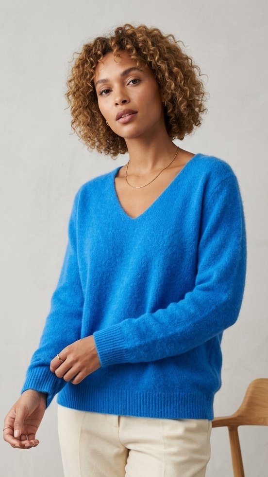 Made in Italy- Baby Alpaca V-neck Pati Knit
