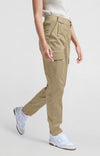 Yaya High waist cargo trousers with slim legs and pockets-Safari