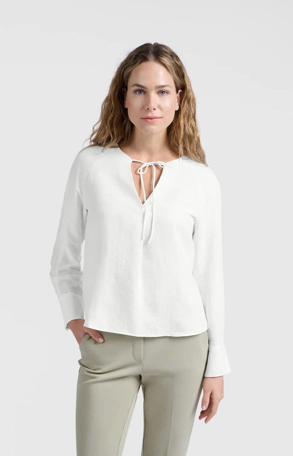YAYA Shiny V-Neck Top - Barely Blue