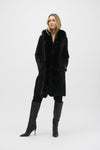Joseph Ribkoff Fur Trim Hooded Jacket - Black
