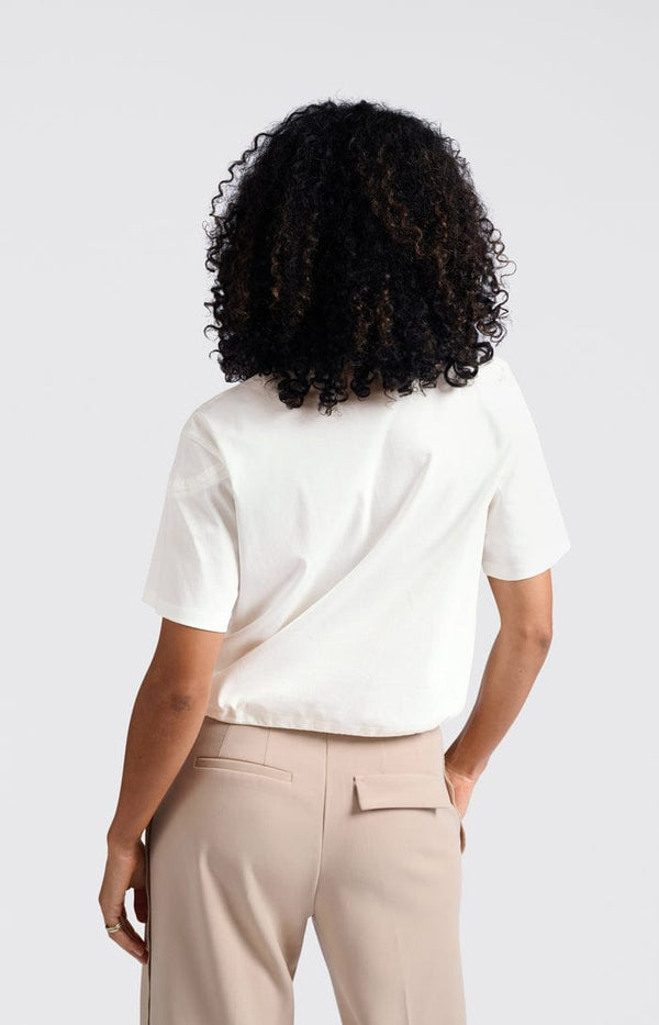 Yaya Jersey top with elastic drawcord-Off White