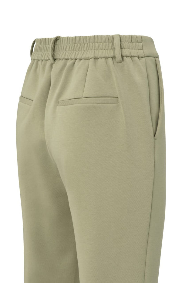 YAYA Trousers - Jersey pants with fixed turned-up hemSoft Green