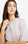 YAYA Knitted cardigan with wide short sleeves and buttons - Gray Lilac Melange