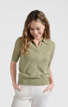 YAYA Polo with transparent sleeves - Soft Green