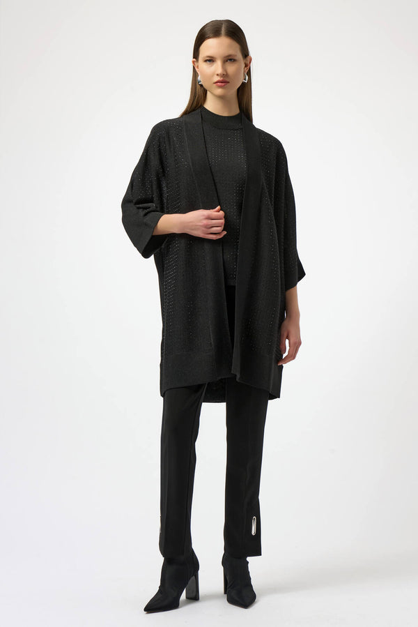 Joseph Ribkoff Rhinestones Knit Cover-Up - Black