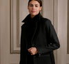 YAYA - Long wool coat with Faux leather sleeves