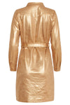 SMASHED LEMON Metallic Shirt Dress/Belt -Gold