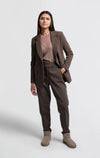 YAYA - Sweater with transparent V detail on the neckline - Chocolate malt taupe