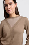 YAYA - Sweater with transparent V detail on the neckline - Chocolate malt taupe